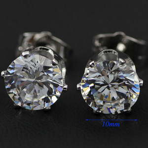 <b>Stud</b> <b>Earrings</b> 8mm Round Zircon Claw Setting Stainless Steel Everyday Wear - Product Image 3
