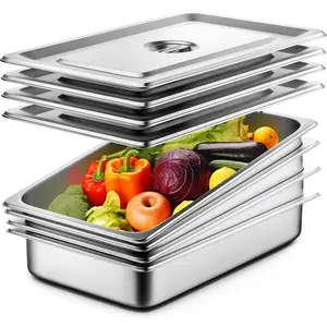 Full Size Deep Steam Table Pan Catering Food containers Stainless Steel GN Pan Hotel Pans with lid