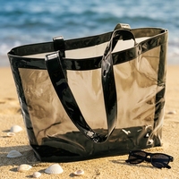 Sacs fourre-tout publicitaires personnalisés en PVC épais transparent avec longue poignée pour la plage, les voyages, les courses quotidiennes