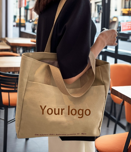 Sac en toile de coton personnalisé promotionnel recyclable avec poche, logo imprimé, couleur naturelle, sacs de shopping - Product Image 2