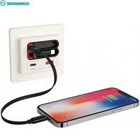 SINOAMIGO Nuevo Enchufe de Pared con Puertos USB A+C y Cable de Carga Retráctil
