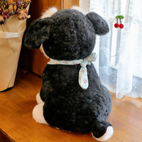 Peluche chien Schnauzer en gros avec bandana floral, chiot assis, jouet en peluche, cadeau d'anniversaire pour enfants