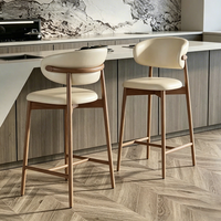 Tabourets de bar, style antique, rétro, rustique, nordique, moderne, meubles de maison, tabourets de cuisine en bois, chaise en cuir de luxe