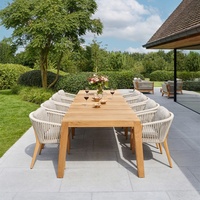 Ensemble de meubles de jardin de luxe en teck table et chaise d'extérieur en bois massif chaise décontractée en rotin