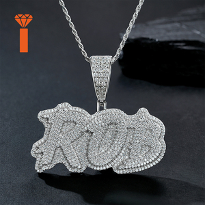 Collier Pendentif Personnalisé Hip Hop Lettre <span class=keywords><strong>ROB</strong></span>, Breloque Nom Bulle Moissanite Iced Out, Chaîne Corde Lourde, Pendentif Homme - Product Image 4