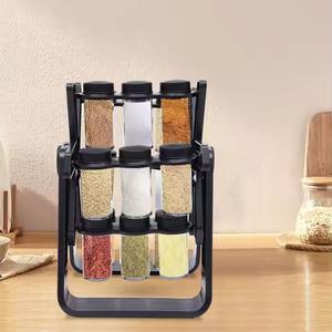 Organizzatore da cucina rotante di 360 gradi con 18 barattoli di vetro per <span class=keywords><strong>erbe</strong></span> e spezie Set di condimenti Organizer - Product Image 2