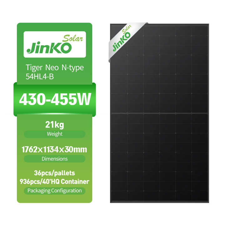 All Black Solar Panels Jinko N Type 450w Tiger Neo 54hlr4-B Full Black ...