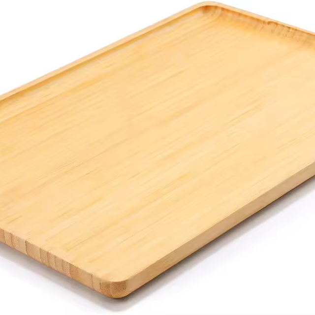 Factory Direct Sales Rectangle Wood Serving Tray Bamboo Wood Trays Wooden Tray for Food Tea and Coffee