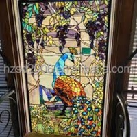 Superbe vitrail personnalisé fait main en porcelaine massique de style européen, 5 mm d'épaisseur, motif paon, double face, durable