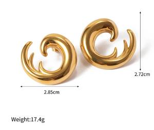 أقراط من الفولاذ المقاوم للصدأ من سلسلة قشرة جديدة مع نفس الفقرة أقراط من الفولاذ المقاوم للصدأ لرياح الشاطئ - Product Image 3