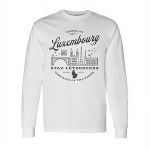 Camiseta de manga larga con diseño vintage del horizonte de Luxemburgo, diseño de viaje por Europa Occidental - Product Image 2