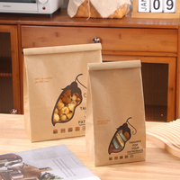Sac Doypack en papier kraft écologique avec fenêtre découpée en forme de fermeture à boucle, impression flexo monochrome, qualité alimentaire, vente en gros, OEM