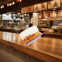 Boîte à hot-dogs en papier personnalisée avec couvercle trapézoïdal entièrement imprimé, logo personnalisé, qualité alimentaire, pour sandwichs, croissants, à emporter