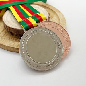 Medaglia di fabbrica all'ingrosso in metallo pressofusione repubblica medaglia di pace premio Souvenir con bandiera nazionale nastro Logo personalizzato - Product Image 2