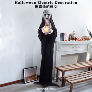 Halloween nuevo producto estatuilla <span class=keywords><strong>de</strong></span> monja sosteniendo velas accesorios decorativos luminosos casa embrujada habitación secreta atmósfera aterradora - Product Image 2