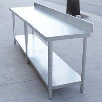 Meja Kerja Portable Stainless Steel Heavy Duty Dua Lapis untuk Dapur, Hotel, Restoran, Katering, dan Stan Luar Ruangan