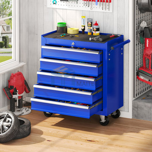 Chariot d'atelier robuste en acier avec 5 tiroirs, roues verrouillables, verrou central, pour <span class=keywords><strong>garage</strong></span> industriel, OEM TC-05 - Product Image 2