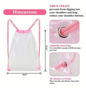 Sac à dos à cordon personnalisé avec logo, sac à dos coloré en PVC transparent, sac à cordon pour la gym, le sport, recyclable, avec cordons - Product Image 3
