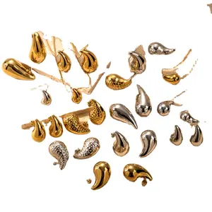 Chunky Gold Hoop Earring Lightweight Hollow Eardrop Trending Statement Pierced Polished Hypoallergenic Jewelry Teens Girls