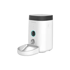 Alimentador automático de gato 4l, câmera interativa de visão noturna hd, alimentador de bichos de estimação inteligente com aço inoxidável e plástico
