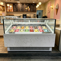 Vitrine Réfrigérée Italienne Monotempérature pour Crèmes Glacées – Élégant Réfrigérateur à Gelato pour Affichage des Prix