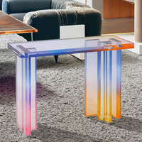 Maßgefertigter Moderner Farbverlauf Acryl-Couchtisch Mehrschichtige Plattenbasis Beistelltisch für Wohnzimmer Büro Zuhause