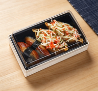 Emballage alimentaire pour sushis biodégradable personnalisé, boîte rigide en papier kraft pour charcuterie à emporter avec couvercles en plastique
