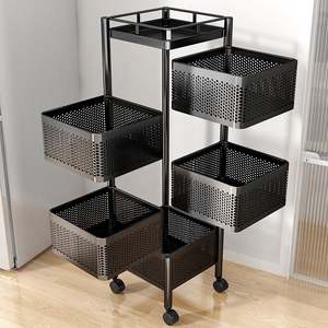 Durable Rust-Resistant 5-Layer Square Carbon Steel Modern Sustainable Multifunction <b>Kitchen</b> <b>Storage</b> <b>Rack</b> Organizer Pantry Fruits - Product Image 5