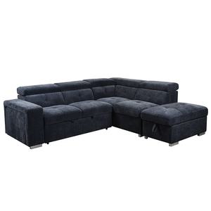 Châu Âu New Arrival màu xanh đậm duy nhất <span class=keywords><strong>futon</strong></span> với lưu trữ 2 CHỖ NGỒI + Chaise Chenille vải hình ngủ sofa giường sofa kiêm giường - Product Image 6