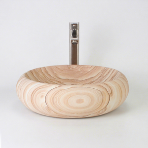Lavabo de Baño de Mármol Beige de Lujo, Lavamanos de Piedra Natural Elegante, Diseño Duradero, Tonos Neutros Atemporales para Hoteles Modernos - Product Image 1