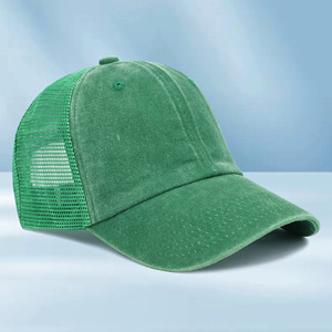 Kustom Logo Vintage Trucker topi bisbol pria wanita tidak terstruktur dicuci topi ayah Snapback jala lembut hadiah promosi - Product Image 5
