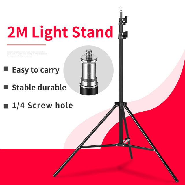 2M 1/4 Screw Light Stand Tripod for Photo Studio Softbox Video Flash Umbrellas Reflector Lighting Background Stand