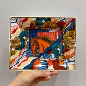 American Style Colorful Porcelain <b>Square</b> Cigar Ashtray Luxury Gifts <b>Set</b> Portable Smokeless Custom Logo - Product Image 2