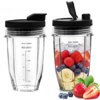 3 tasses de rechange de 18, 24 et 32 oz avec couvercle rabattable, compatibles avec le couvercle Go pour le mixeur électrique Nutri 600W/900W