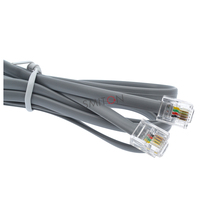 Cable de teléfono RJ11 6P4C Conector modular recto Cable plano Cable Color negro blanco gris con cabeza de cristal interior 1m 2m 3M 5M