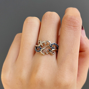 Anello vintage con cuore intagliato a forma di cuore per donna, gioielli da dito in stile etnico alla moda - Product Image 3