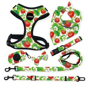 Stylish Soft Padded <b>Dog</b> <b>Harness</b> Set With Matching Bow Tie Poop Bag Dispenser - Product Image 2