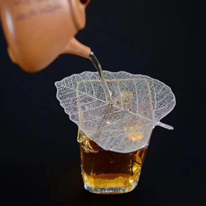 Filtro per Tè a Forma di Foglia di Bodhi in Acciaio Inox 304, Colino a Rete a Forma di Foglia di Fico Sacra, Accessori per Cerimonia del Tè - Product Image 1