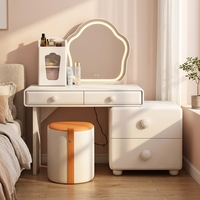 Nouvelle Table de Maquillage de Luxe Moderne en Bois 2026 pour Salon, Ensemble Coiffeuse avec Miroir sur Pied pour Chambre à Coucher