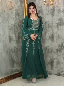 Elegant Purple Full Length Sequined <b>Dress</b> V-Neck Long Sleeve Women's <b>Evening</b> Gown Solid Color Breathable Polyester <b>Dress</b> - Product Image 2