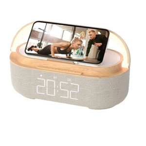 Haut-parleur multifonction 6-en-1 avec chargeur sans fil, réveil de chevet, support de téléphone, <span class=keywords><strong>radio</strong></span> et veilleuse - Product Image 5