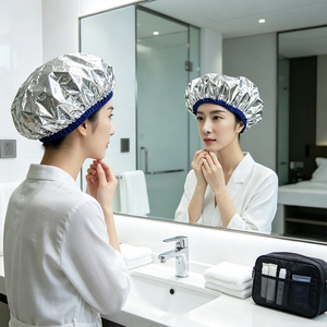 <span class=keywords><strong>Bonnet</strong></span> de soin capillaire <span class=keywords><strong>auto</strong></span>-<span class=keywords><strong>chauffant</strong></span> en aluminium épaissi, imperméable et réutilisable pour salon, maison et spa - Product Image 3