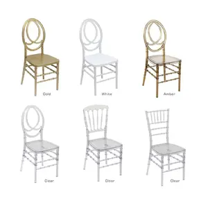 Sedie Phoenix da sposa trasparenti americane, sedia laterale impilabile con schienale Queen Anne in trasparente, sedie in policarbonato per eventi
