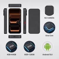 Teléfono Inteligente Android Sin Cámara, 4G LTE, Android 15, MTK Octa Core, 4GB RAM, 64GB ROM, Teléfono Seguro para la Privacidad