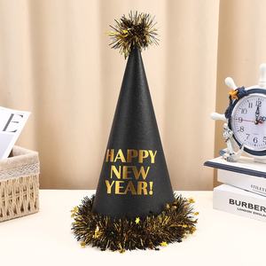 Decorazioni per feste di capodanno disponibili all'ingrosso cappello a cilindro di carta con nappine abbronzante nero di fascia alta con Design creativo - Product Image 2
