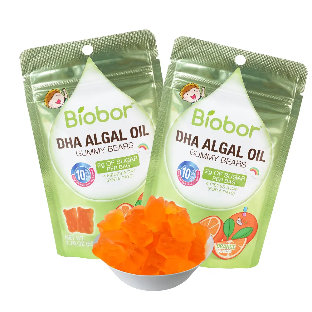 Sac sur pied Biobor de bonne qualité, huile d'algar Dhl saine de 50g, meilleure pour vous, ourson gommeux à la saveur d'orange