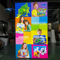 Expositor de Pared con Iluminación LED de Aluminio Ligero y Portátil, Expositor de Marca con Caja de Luz para Stand de Exhibición con Estantes
