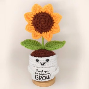 Handmade hỗ trợ cảm xúc Crochet hướng dương Búp bê cảm ơn bạn đã giúp tôi phát triển món quà giáo viên Mẹ bà Crochet hoa trong nồi - Product Image 2