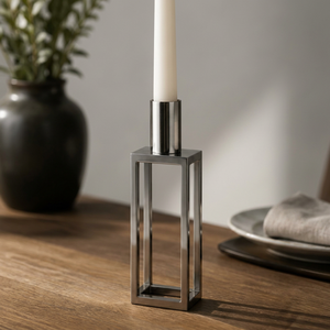 Modern Stainless Steel Square Taper <b>Candle</b> Holder Set Geometric Metal <b>Candle</b> <b>Stand</b> for Tabletop Home Decor - Product Image 1