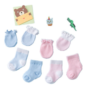 批发0-6个月男婴女婴新生儿棉质手套和袜子套装 - Product Image 5